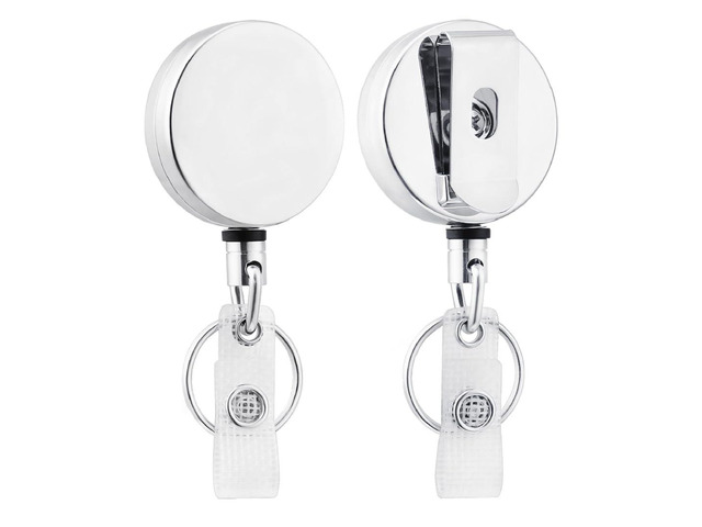 4 Pack Retractable Keychain - Heavy Duty Metal Badge Reel, White ID Badge Holder Reel with Metal Casing with 27.5'UHMWPE Fiber Pull Cord for...