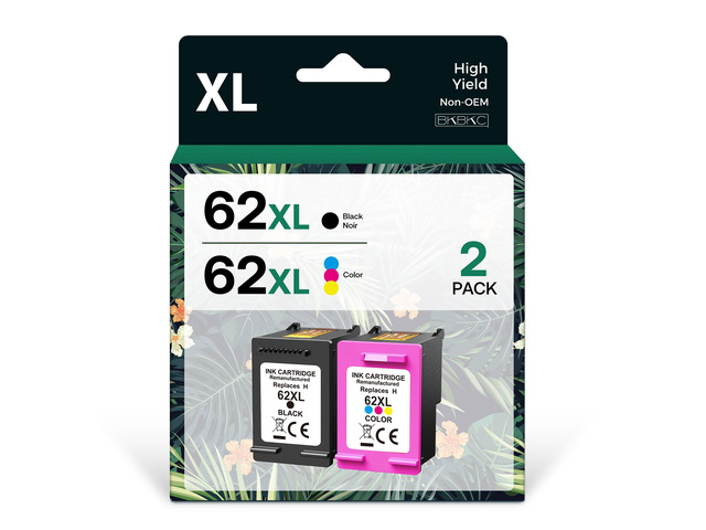 Compatible 62XL Ink Cartridge Replacement for HP Envy 5540 5549 5640 5660 7640 OfficeJet Mobile 250 200 OfficeJet 5740 5741 8040, Black, Tri-Color,...