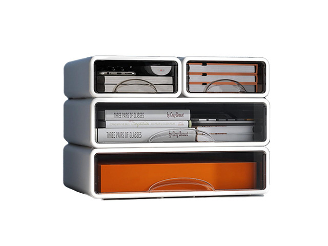 Desk Organizer with Drawers, Stackable Storage Drawers with Compartments Desktop Organization for Office Supplies, Makeup, Pencils, Tape, Erasers,...