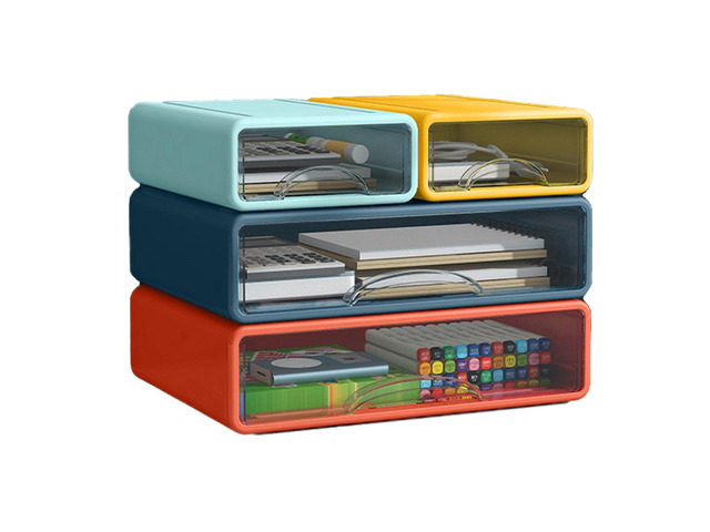 Desk Organizer with Drawers, Stackable Storage Drawers with Compartments Desktop Organization for Office Supplies, Makeup, Pencils, Tape, Erasers,...
