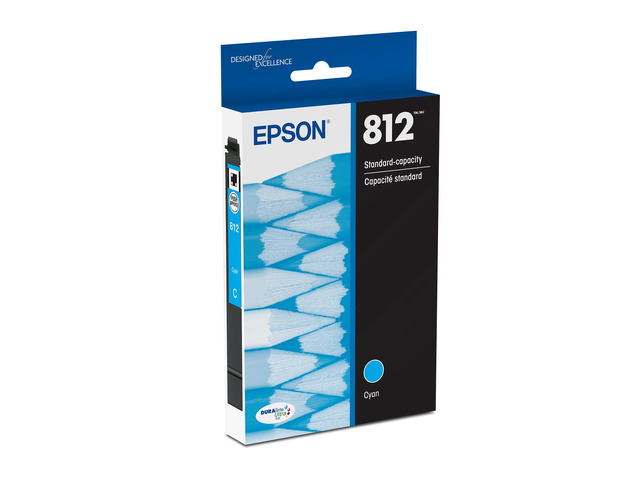 812 Genuine Standard Capacity Cyan Ink Cartridge T812220 Works With WorkForce Pro WF-7310 WF-7820 WF-7840 EC-C7000 Printers