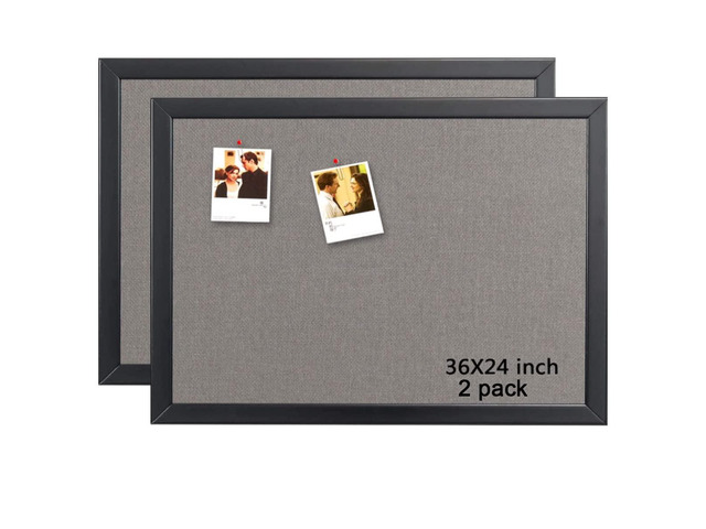 Cork Board Bulletin Board, 24 x 36 Inch Cork Boards for Walls, Large Cork Board for Office, School & Home with Imported Solid Wood Frame and Grey...