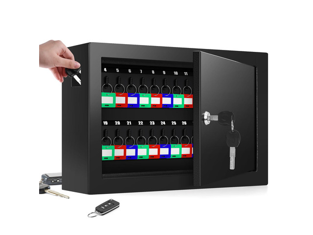 50 Keys Key Cabinet with Drop Slot Anti-Theft Key Lock Box with Key Tags, Adjustable Key Organizer Wall Safe for Car Office House Garage Rental...