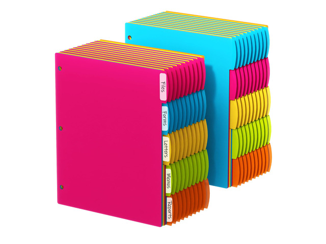 3 Ring Binder Dividers with Tabs, 100PCS/20 Set Plastic Dividers, 5 Tab for 3 Ring Binder, 3 Hole Punch Color Pages, File Dividers with Tabs,Tabbed...