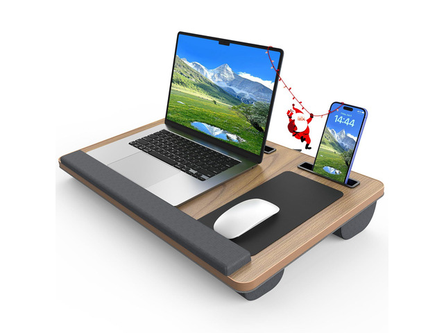 Laptop Lap Desk, Portable Large Laptop Desk for Bed, Up to 17 in Lap Table with Wrist Rest, Mouse Pad, Tablet Phone Slot, Portable Handle, Cushion...