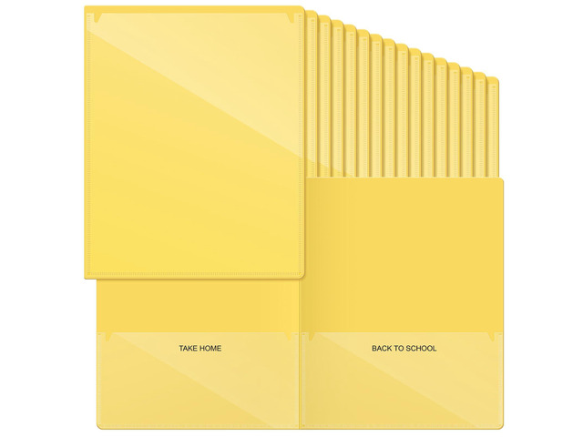 72 Pcs Plastic Take Home Folders with 2 Pockets Parent Teacher Classroom Communication Homework Folder for Students Parent Teacher Connect (Yellow)