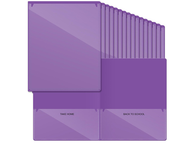 72 Pcs Plastic Take Home Folders with 2 Pockets Parent Teacher Classroom Communication Homework Folder for Students Parent Teacher Connect (Purple)