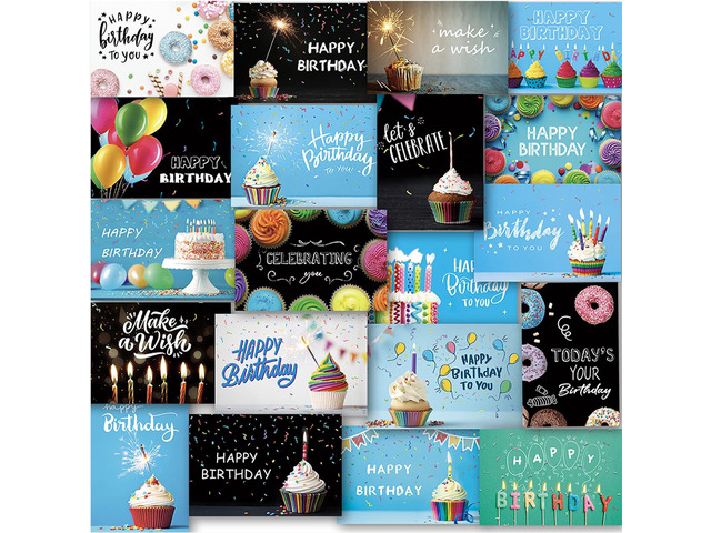 160 Happy Birthday Cards with Envelopes, Birthday Cards Bulk with Short Generic Message Inside, 20 Unique Designs, 4x6 inches, Birthday Cards...