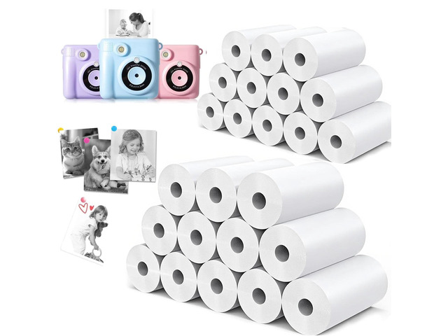 24 Rolls Kids Camera Paper Roll Refill Compatible with Most Instant Print Cameras for Kids BPA Free 2.24'x0.98'