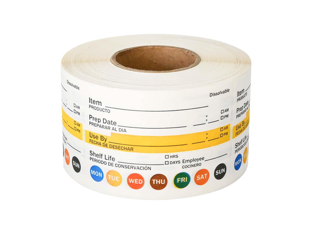 L Liked 500 Dissolvable Food Labels 2'x3' for Food Rotation Suitable for kitchens, restaurants, food trucks, delis, grocery and fast food