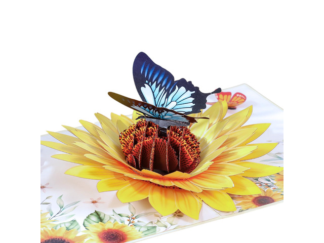 Sunflower & Butterfly Pop Up Mothers Day Card, 3D Popup Birthday Card 6x 8, Ideal Gift for Mother's Day, Anniversary, Valentine's, Thank You, All...