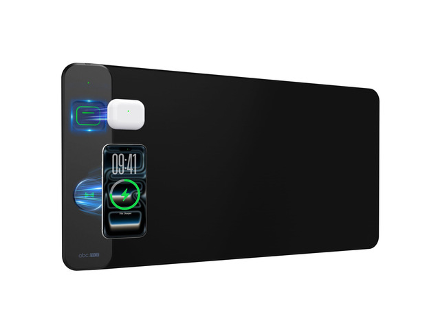 Magnetic Wireless Charging Mouse Pad, 31.5'x15.8' Large Desk Mat Waterproof Mousepad, Smooth Glide, Stitched Edge, Non-Slip Rubber Base, Desk Pad...