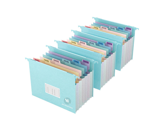 Expanding Hanging File Folders for Filing Cabinet, 7 Accordion Pockets Filing Cabinet Organizer, 1.2'' Expandable, Multi-Color Tabs, Letter Size,...