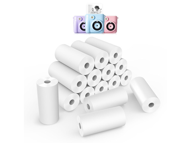 16 Rolls Instant Print Camera for Kids Refill Print Paper - Thermal Print Paper Rolls Photo Print HD Printing for Most Kids Instant Camera(White)