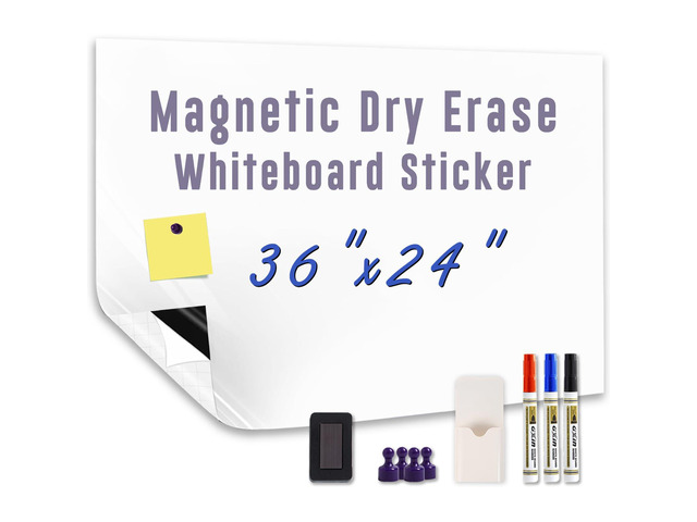 Magnetic Dry Erase Board Paper 36' x 24' Adhesive Backing White Board Sticker for Wall Peel and Stick Whiteboard Contact Paper for Office Home...