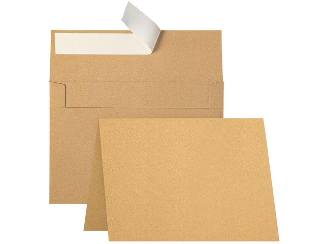 100 Pack Brown Kraft Blank Cards and Envelopes 5x7 A7 Envelopes Self Seal with Folded Brown Cardstock 5x7 for Invitations, Wedding, Birthday & All...