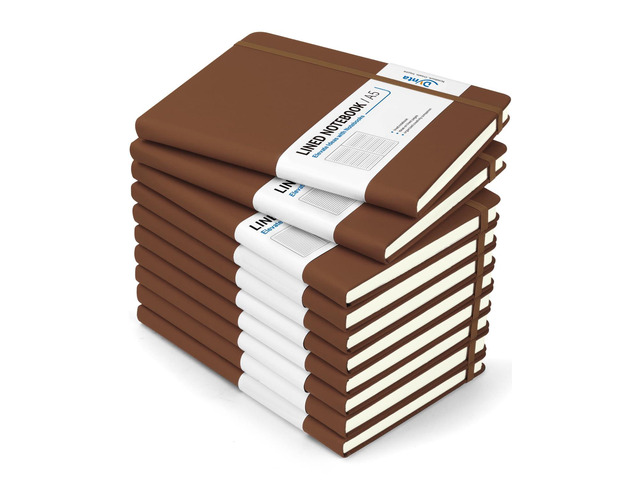 Hardcover Journal Notebooks, 10 Packs A5 Lined Journals Bulk for Writing 200 Pages/100Sheets, 8.4 x 5.8 inch, Classic Ruled Notebook for...