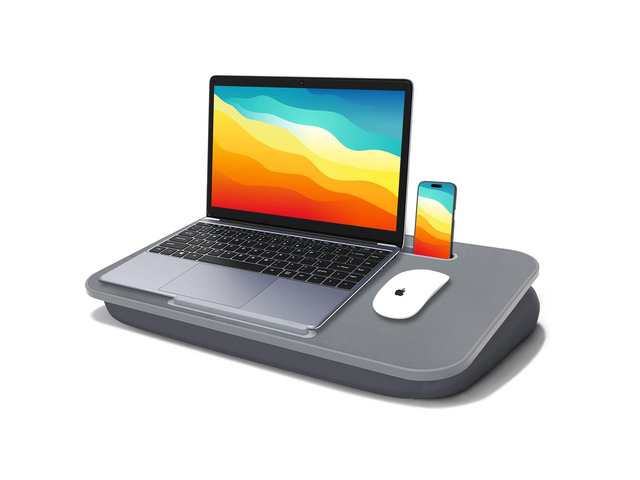 Lap Desk with Cushion, Fits up to 17 inch Laptop, Pillow Designed, Portable Laptop Stand with Tray, Pad & Phone Holder, Home Office for...