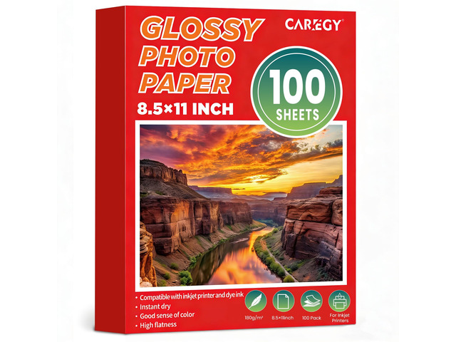 100 Sheets Glossy Photo Paper 8.5 x 11 Inches Inkjet Photo Printer Paper,Compatible with Inkjet Printer Use Dye Ink,Professional Picture...