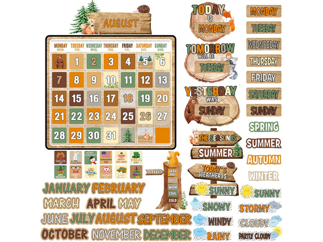 85 Pcs Calendar Bulletin Board Set Classroom Calendar Bulletin Board with Numbers Month Weather Classroom Decorations for Back to School Wall...
