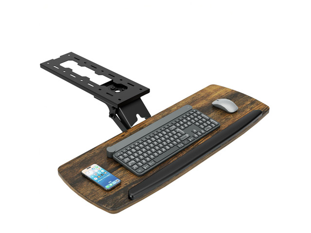 Keyboard Tray Under Desk with Storage Drawer, Height Adjustable Keyboard Tray Slide Out 360° Swivel Tilt, Ergonomic Under Desk Mount Keyboard &...