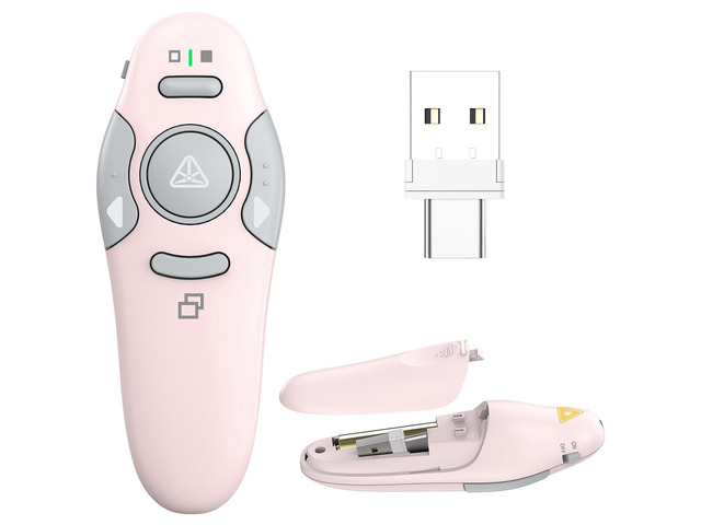 Presentation Clicker Wireless Presenter Remote, Pink, A-C Clicker for PowerPoint Presentation Remote, PowerPoint Slide Advancer for...