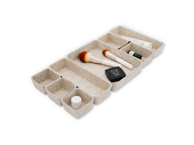 8pc Nordic Felt Desk Drawer Organizer Tray Beige Oatmeal Storage Bin Sustainable material soft yet sturdy,multi-purpose storage, sleek minimalist...