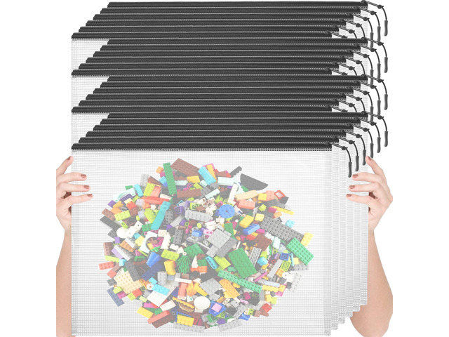 24pcs Mesh Zipper Pouch Bags, Large A3 17x12 Inches Reusable Bags Puzzle Storage Organizer Black Multipurpose for Travel Board Games School Office...
