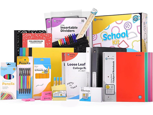 Back to School Supplies High School Kit -87 Piece School Supplies Box With Composition Notebooks, Spirals, Binders, Folders, Pens, Pencils, Tab...