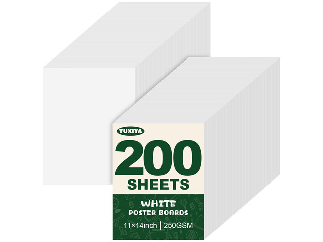 200 Pack White Poster Board,11' x 14' White Poster Paper Bulk 250GSM/92LB Heavy-Weight Blank Poster Board for Arts,Craft,Projects...