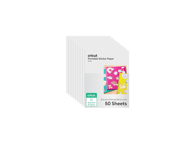 Sticker Paper (50 White Sheets, 8.5x11) Printable Stickers For Inkjet Printers - Works with Joy Xtra, Explore, & Maker Machines