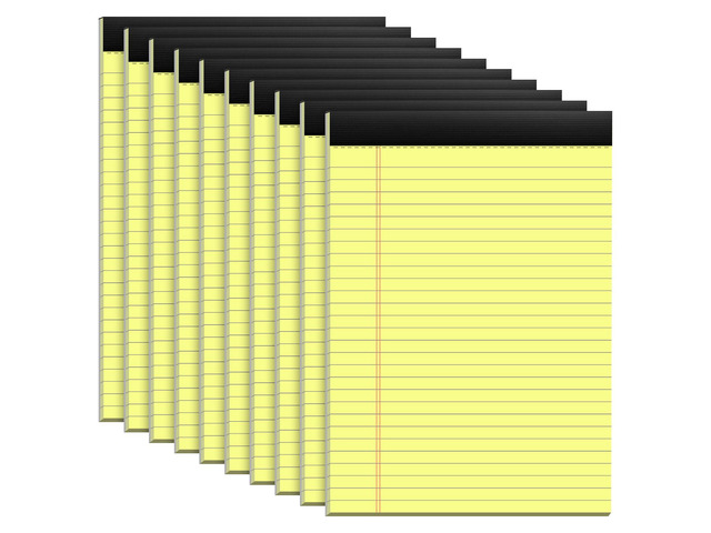 10 Pack Yellow Legal Pads 8.5x11 Wide Ruled Yellow Notepad 8.5x11 Note Pads 28 Lines Wide Ruled Double-Sided Printing Yellow Notepads 30 Sheets/Pad...