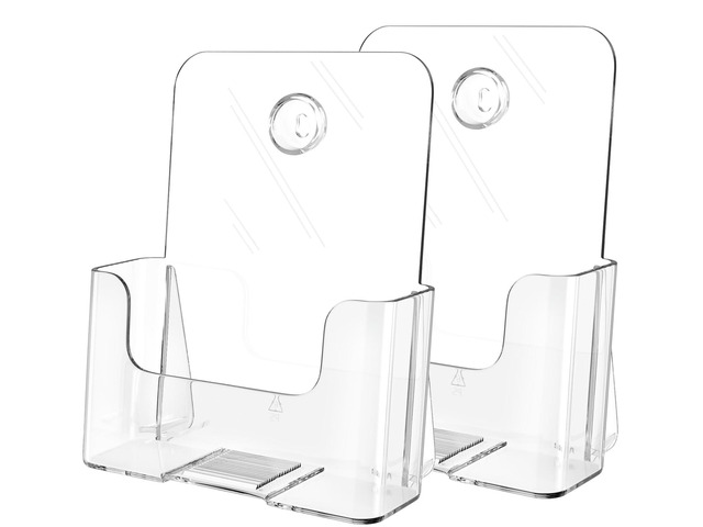Acrylic Brochure Holder 6x8 Inch, Clear Pamphlet Holder 2 Pack Clear Acrylic, Angled Countertop Display, Holds Brochures, Flyers, Pamphlets And...