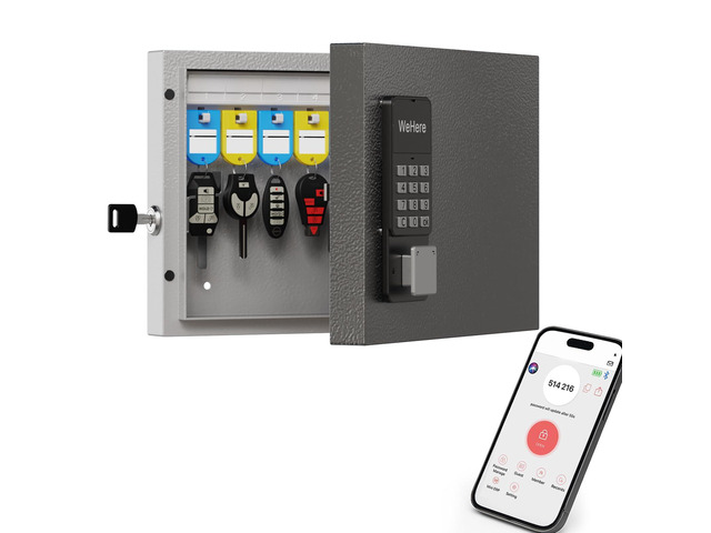 16 Key Lock Box Smart Key Organier Cabinet with Keypad & App for Office Wall Mounted Lockbox use Bluetooth, Custom/One Time Password, WiFi (Need...
