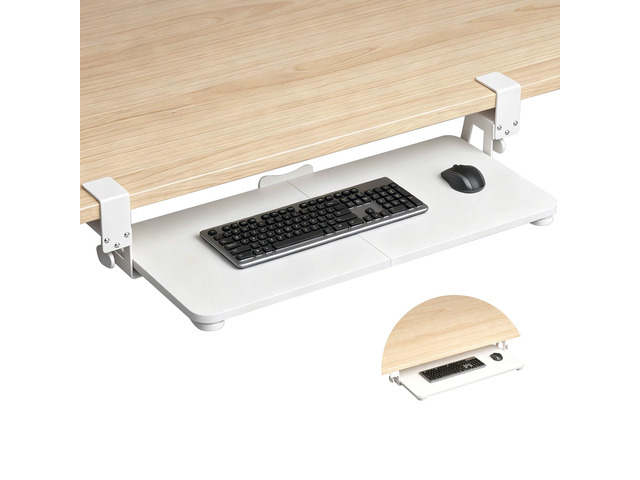 Keyboard Tray Under Desk Large C-Clamp 25.6' x 11.8' Board 30 Width Including Clamps Slide-Out Platform Computer Drawer Pull Out Keyboard & Mouse...