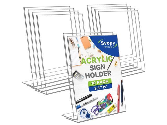 8.5x11 Acrylic Sign Stand Holders, Clear Plastic Table Paper Display Stands Displaying Posters, Pictures, Flyers, Menu Tabletop Holder Stand - 8.5...
