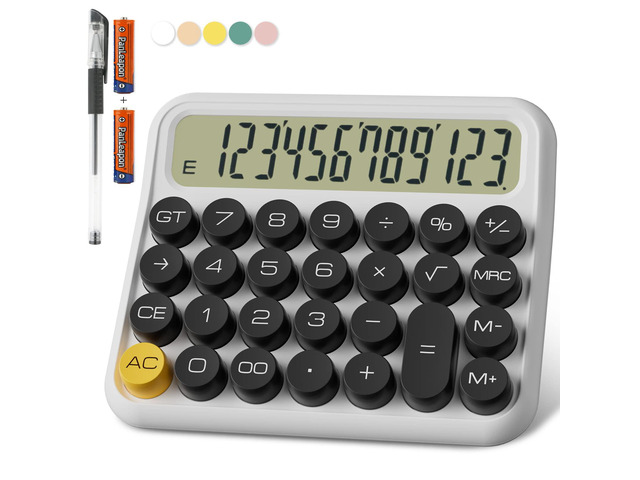 Battery Desk Calculator - 12 Digit Extra Large 5-Inch LCD Display, Big Buttons Easy to Press, 15 Tilt Screen (Black)