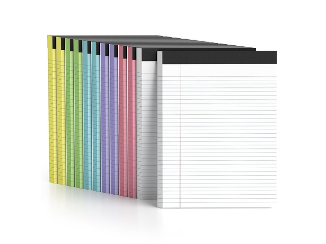 12 Pack Color Legal Pads 8.5 x 11 College Ruled Paper Note Pads Narrow Ruled 50 Sheets per Notepad Perforated Writing Pad Durable Sturdy Back 8x11...