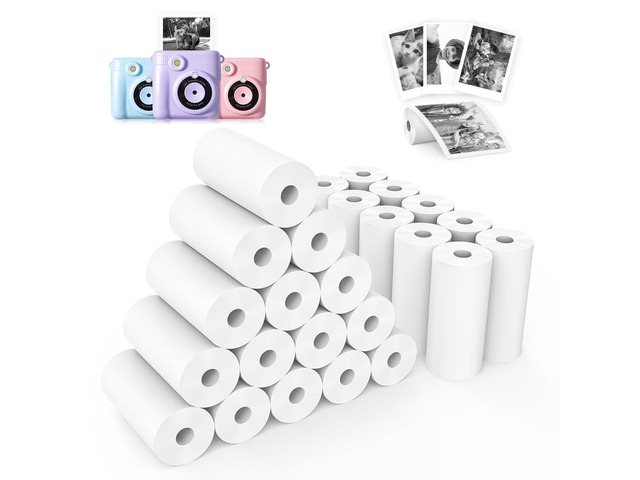 25 Rolls Kids Camera Instant Print Refill Paper Set, HD Printing Thermal Paper for Most Kids Instant Camera Photo Print (White-25 Rolls)