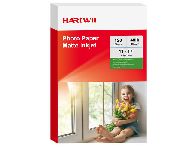 120 Sheets Matte Presentation Paper 11x17 48lb 180gsm Photo Paper for All Dye Ink Inkjet Printers