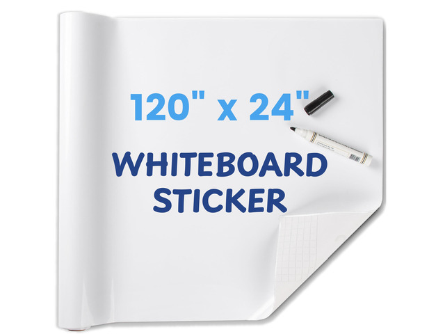 Whiteboard Sticker for Wall, 120' x 24' No Ghosting Peel and Stick Dry Erase White Board Roll, Stain-Proof Self-Adhesive Whiteboard Paper for Home,...