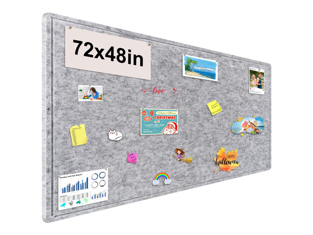Large Bulletin Board, 72x48 Inches Cork Board Alternative, Large Felt Board Decorative Pin Board for Wall, Foldable Photo Board Self-Adhesive...