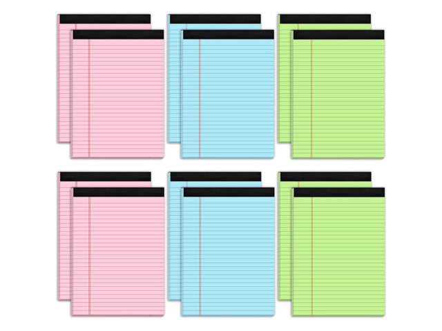 12 Pack Colored Legal Pads 8.5 x 11, Colored Note Pads 8.5 x 11 Wide Ruled Note Paper 8 1/2 x 11, Writing Pads 8.5x11 Colored Notepads, Colorful...