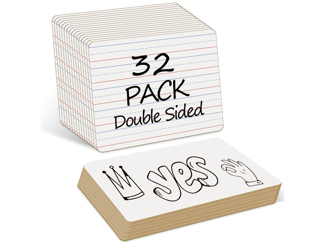 32 Pack Dry Erase Boards, 9'x12' Double Sided Easel Small Whiteboards with Lines for Kids, Education Teacher Classroom Bulk, Mini Portable Drawing...