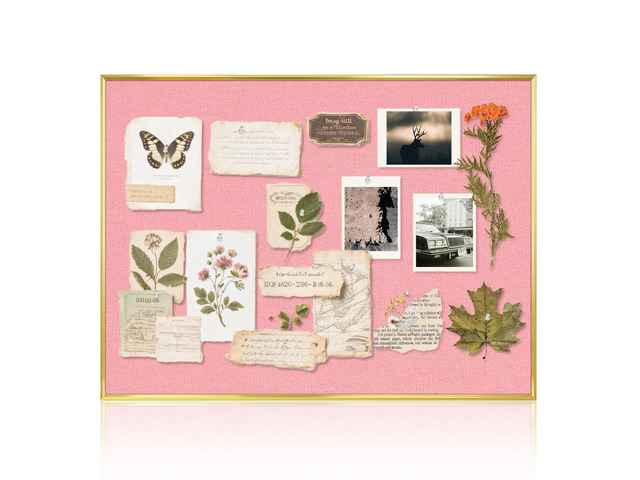 Linen Bulletin Board, 36'x24' Decorative Fabric Pin Board Vision Board Gold Aluminum Frame, Upgraded Pink Canvas Surface, Wall Mounted, for Home...