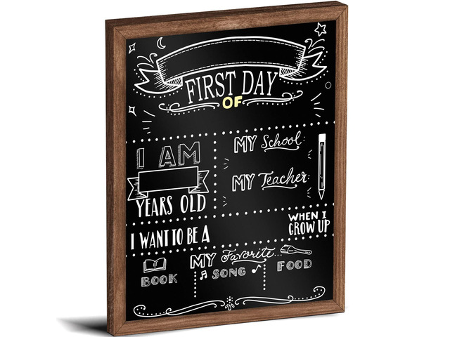 First and Last Day of School Board, 11x14 Inch Double Sided Back to School Sign for Kids, My 1st Day of Chalkboard Sign, Wooden 1st Day Boards of...