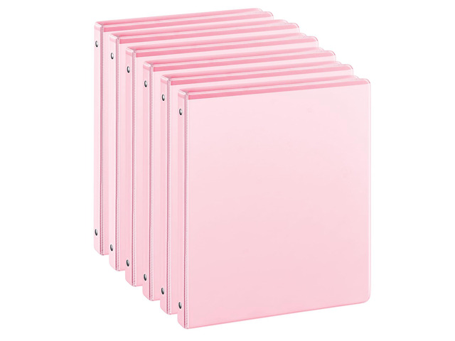 1/2-Inch 3 Ring Binders with 2 Interior Pockets, Basic 0.5'' Binders Holds 100 Sheets Letter Size, Office School Home, 6 Pack