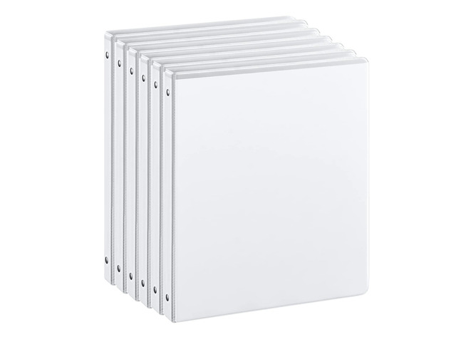1/2-Inch 3 Ring Binders with 2 Interior Pockets, Basic 0.5'' Binders Holds 100 Sheets Letter Size, Office School Home, 6 Pack