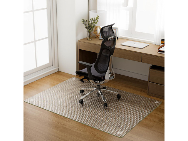 36'x46' Tempered Glass Chair Mat Checkered Patterned Heavy Duty Floor Mats Protector for Hardwood Floors & Carpet, Decorative Home and Office Desk