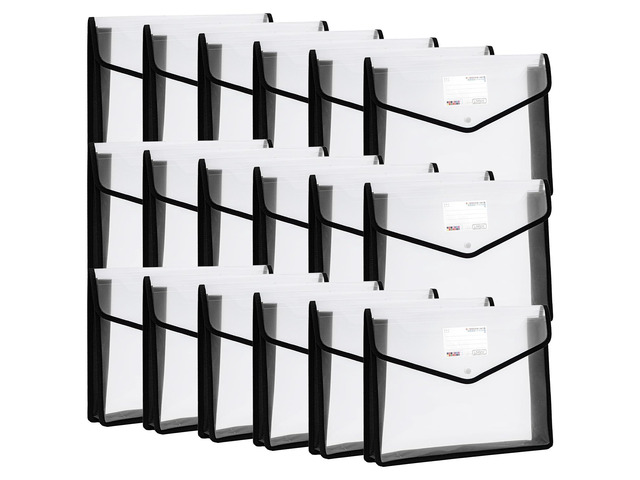 Plastic File Folders Legal Size Expandable Document Folder with Snap Button Closure, A4 Expanding File Wallet Envelopes Pouch with Label Pocket, 18...